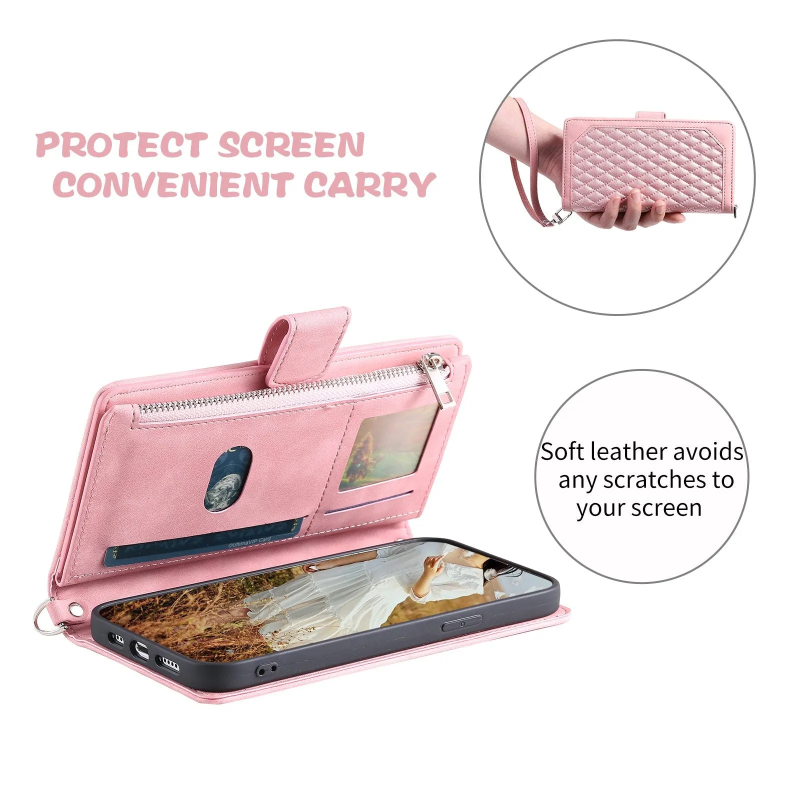 005 Style For Samsung Galaxy A71 4G SM-A715, PU Leather Anti-wear Rhombus Texture Phone Case Zipper Pocket Wallet Stand Protector with Strap