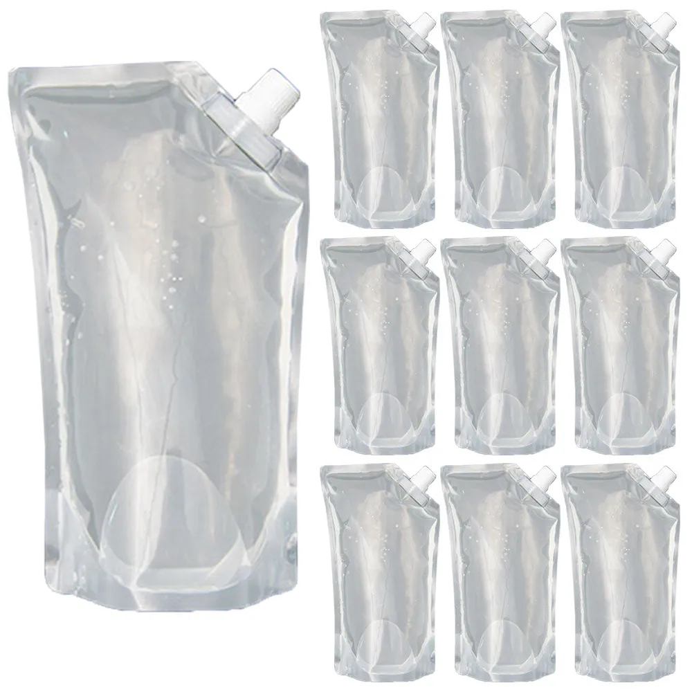 10 Collapsible Water Bottles Pouch Flask BPA Free Camping Survival Hiking Picnic