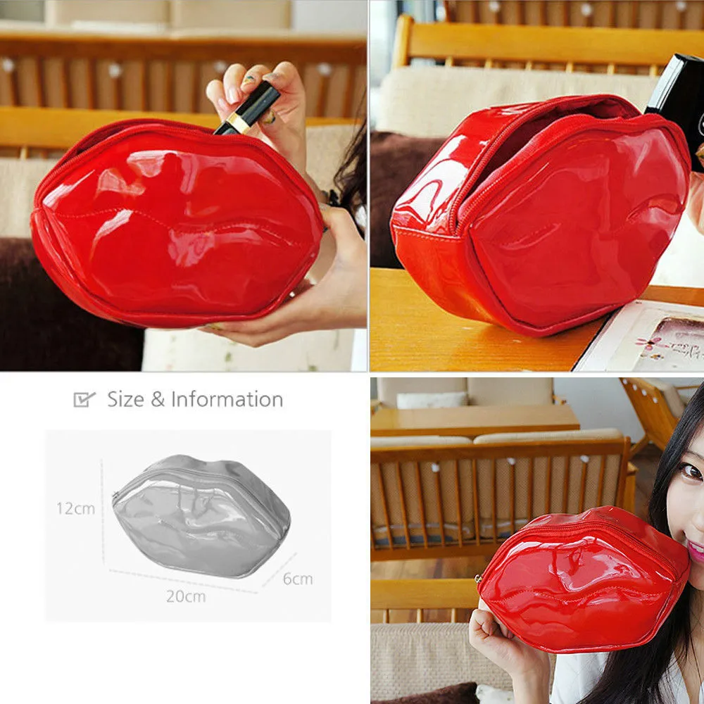 2018 New sexy lips PVC messenger bag fashion female comestic bag lips shape women make up bag handbags party purse