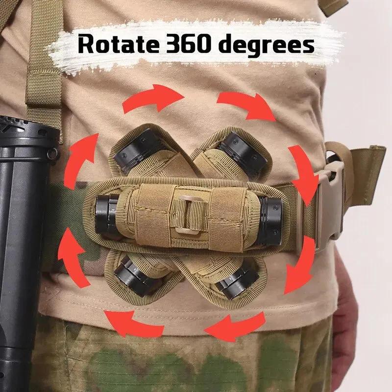 360 Rotatable Molle Flashlight Pouch for Tactical Hunting Nylon Holster for Outdoor Torch Portable Case