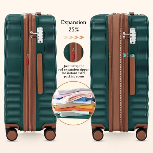 5 Piece Luggage Set Expandable Suitcase 22X14X9 Airline Approved Carry On, ABS H