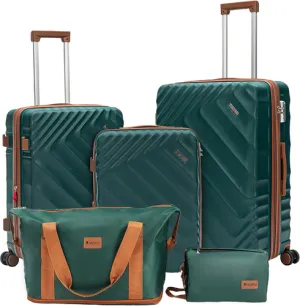 5 Piece Luggage Set Expandable Suitcase 22X14X9 Airline Approved Carry On, ABS H