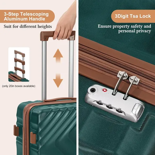 5 Piece Luggage Set Expandable Suitcase 22X14X9 Airline Approved Carry On, ABS H