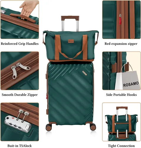 5 Piece Luggage Set Expandable Suitcase 22X14X9 Airline Approved Carry On, ABS H
