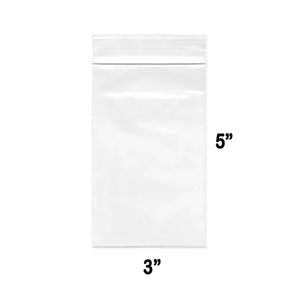 500 Pack 2 Mil Clear Plastic Reclosable Zipper Poly Bags 3X5 Lock Seal Storage