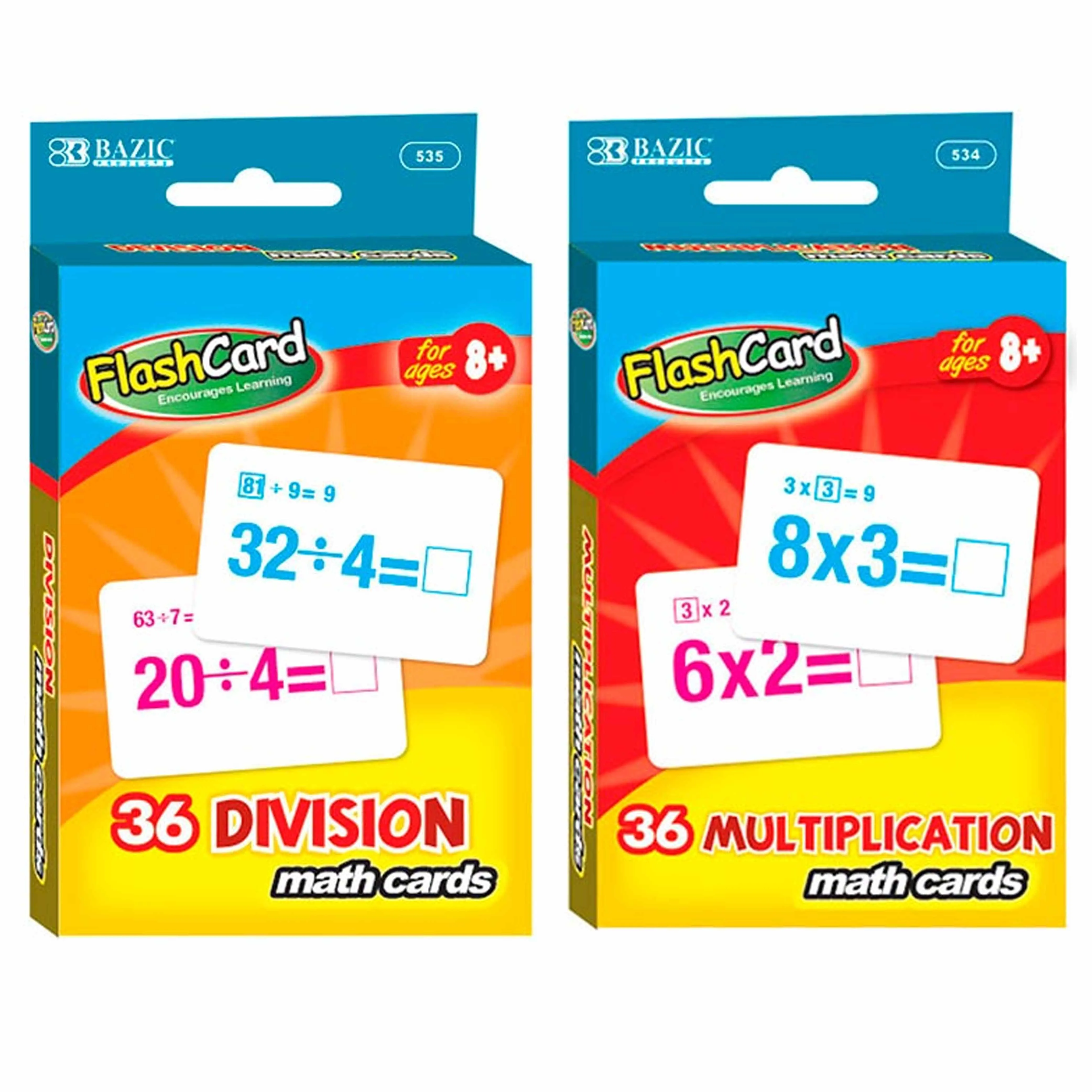 6 Packs Flash Cards Math Learning Educational Multiplication Division Homeschool