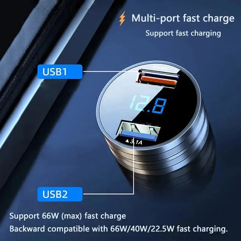 66w Dual Port Usb Car Charger Compatible with Various Phone Models