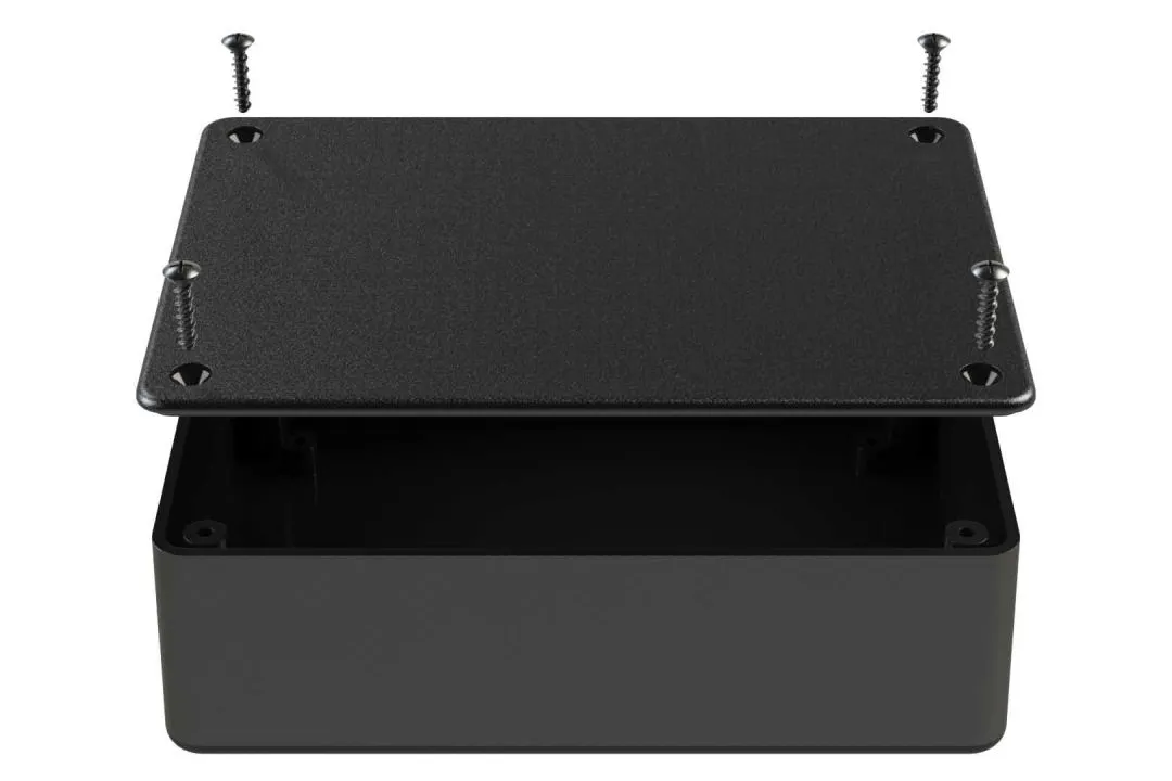 ABS Plastic Enclosure with 4 Screws and Lid, 4.0 in x 3 in x 1.6 in (102mm x 77mm x 41mm), Black Color