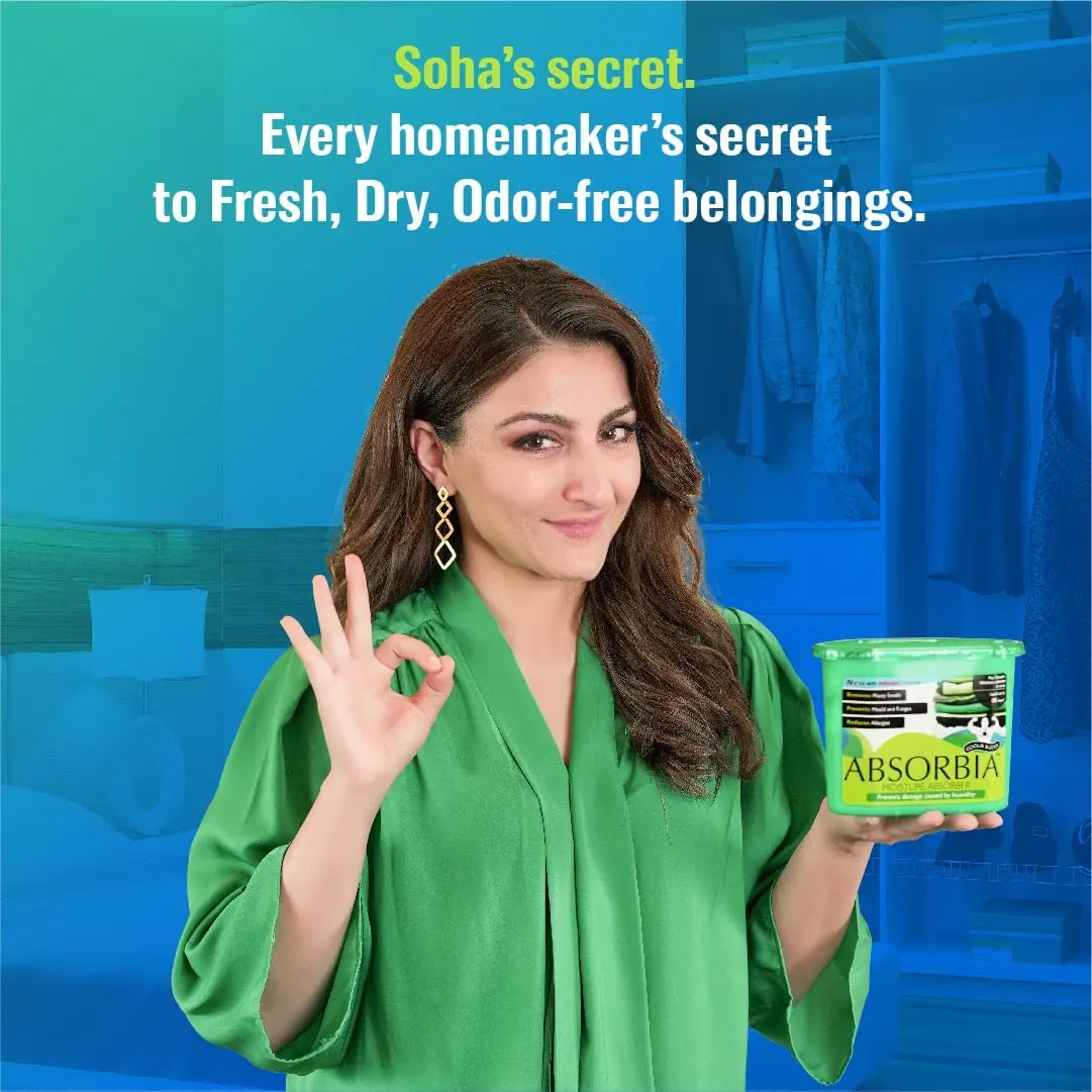 Absorbia Moisture Absorber Classic - Pack of 6 | Absorbia Sachet(100gms X6 Sachet) | Dehumidier for Bags, Suitcases, Drawers Wardrobe, Cupboards & Closets