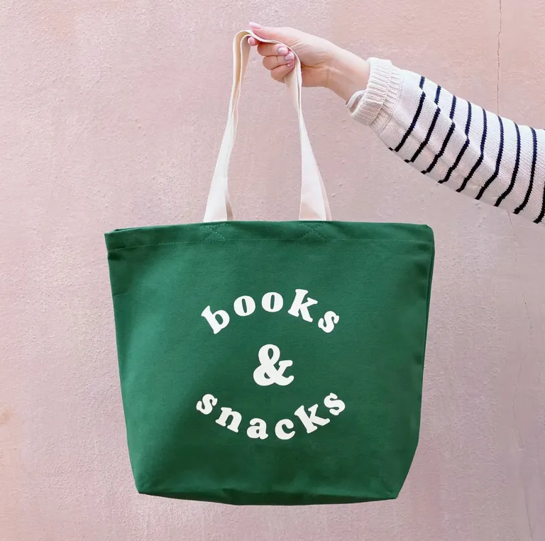 Alphabet Bags Canvas Bag - Books & Snacks - Forest