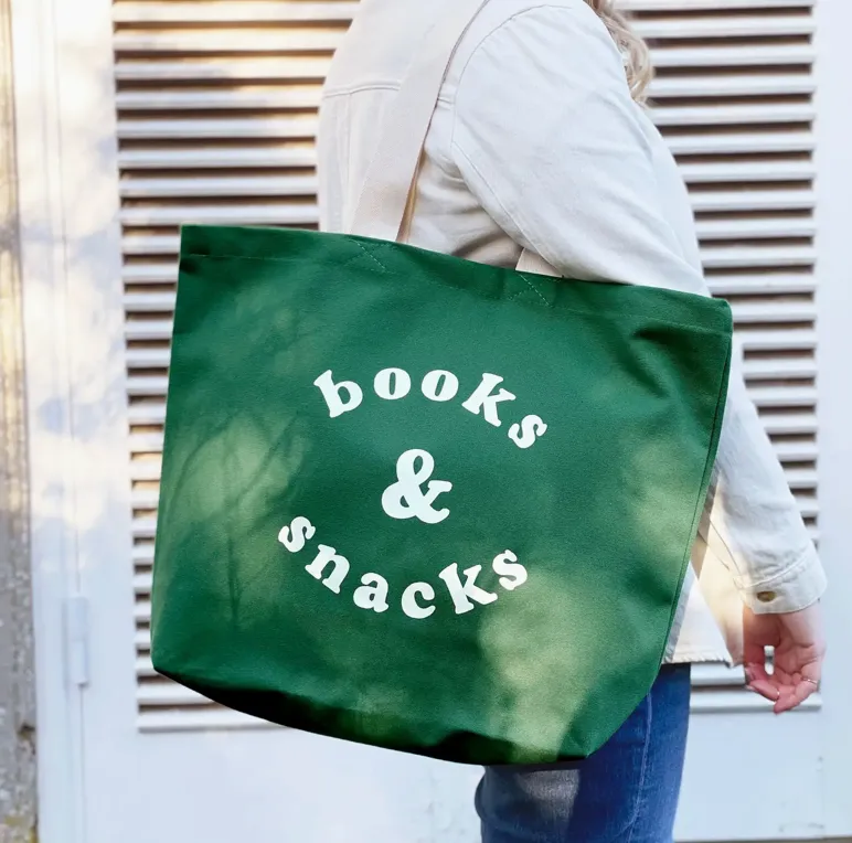 Alphabet Bags Canvas Bag - Books & Snacks - Forest
