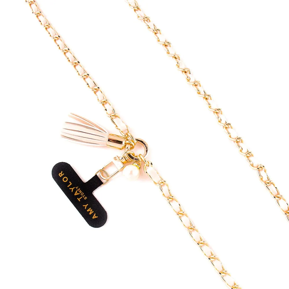 AMY TAYLOR Leather & Chain Cross Body Strap