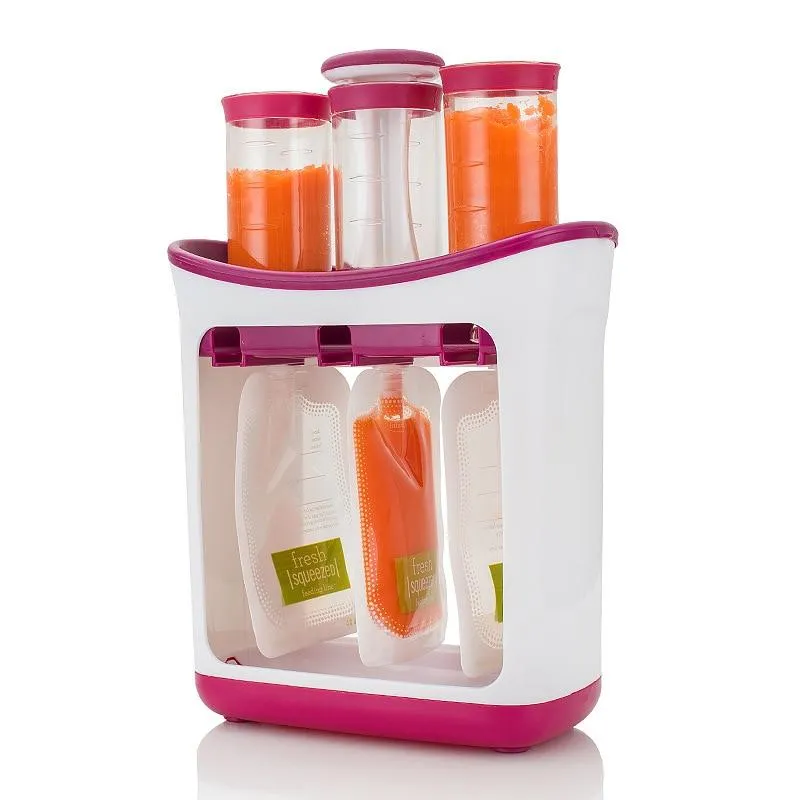 Baby Feeding Squeeze Fruit Juice Station Pouches Container Storage Kit