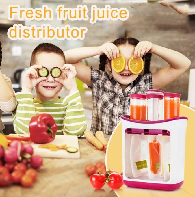 Baby Feeding Squeeze Fruit Juice Station Pouches Container Storage Kit