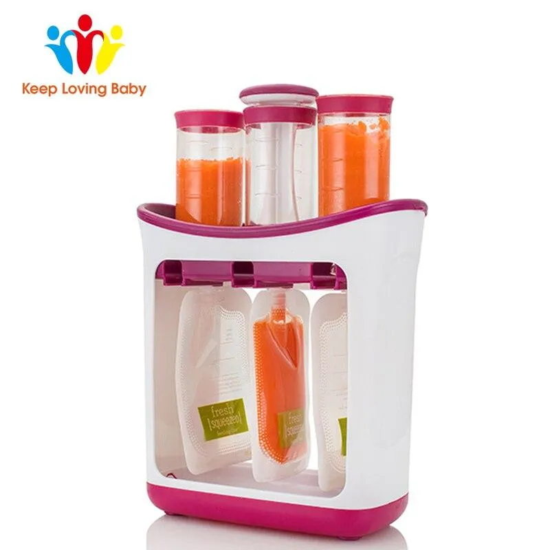 Baby Feeding Squeeze Fruit Juice Station Pouches Container Storage Kit