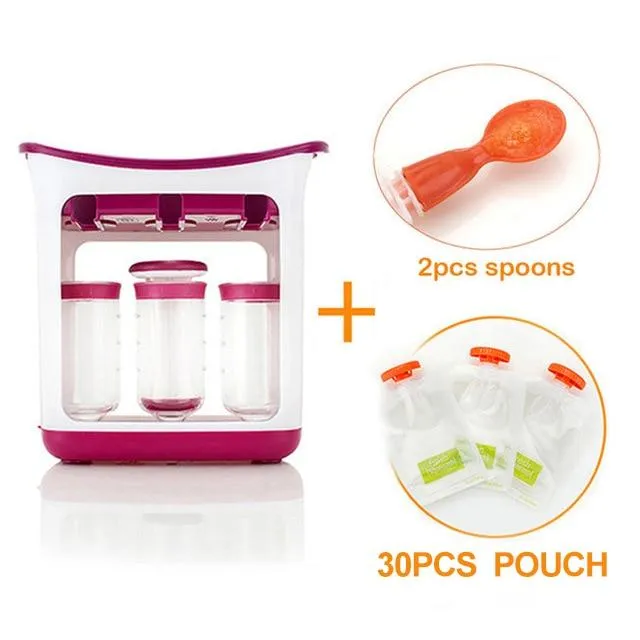 Baby Feeding Squeeze Fruit Juice Station Pouches Container Storage Kit