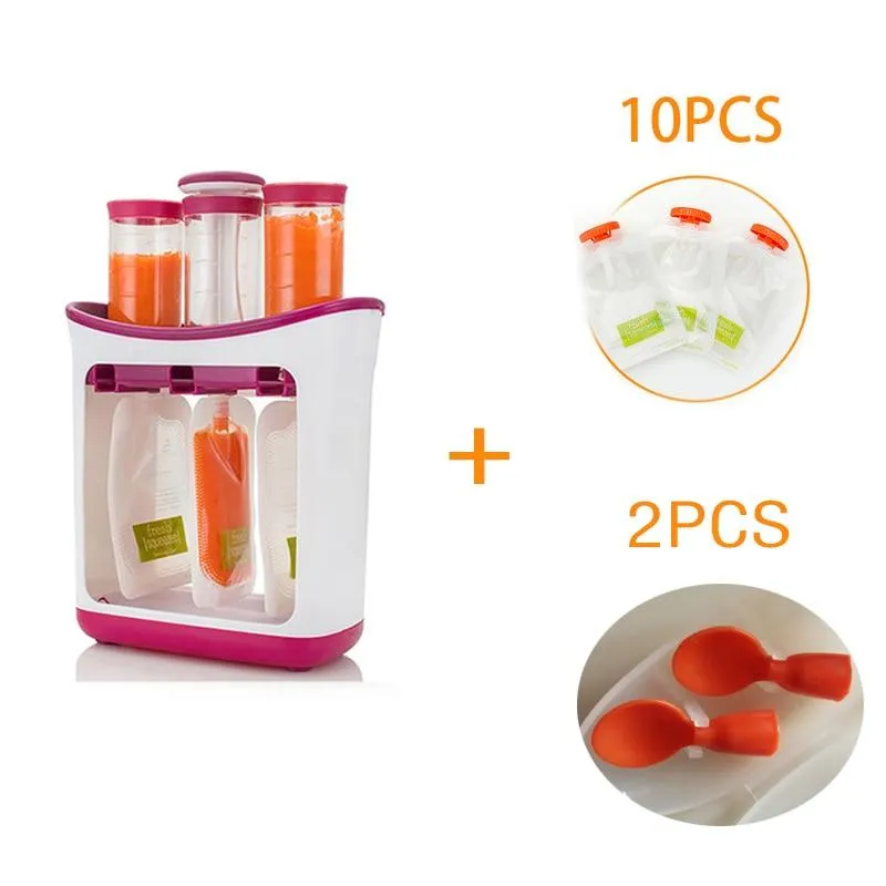 Baby Feeding Squeeze Fruit Juice Station Pouches Container Storage Kit
