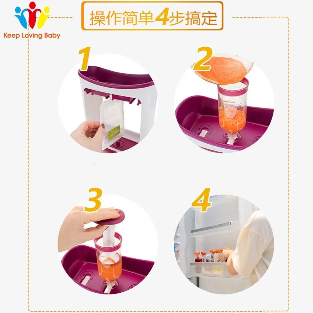 Baby Feeding Squeeze Fruit Juice Station Pouches Container Storage Kit