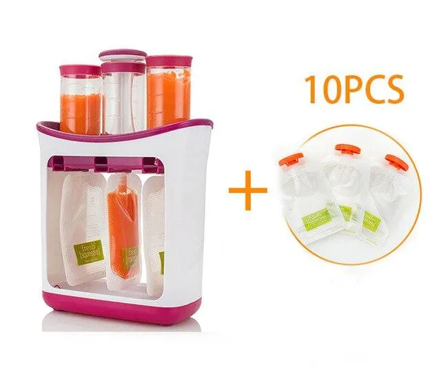 Baby Feeding Squeeze Fruit Juice Station Pouches Container Storage Kit