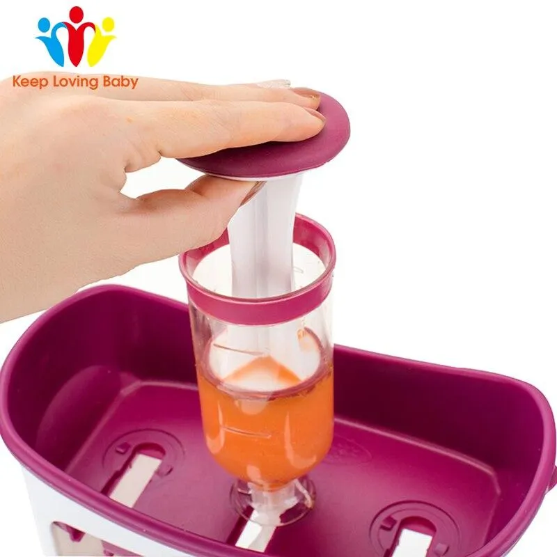 Baby Feeding Squeeze Fruit Juice Station Pouches Container Storage Kit