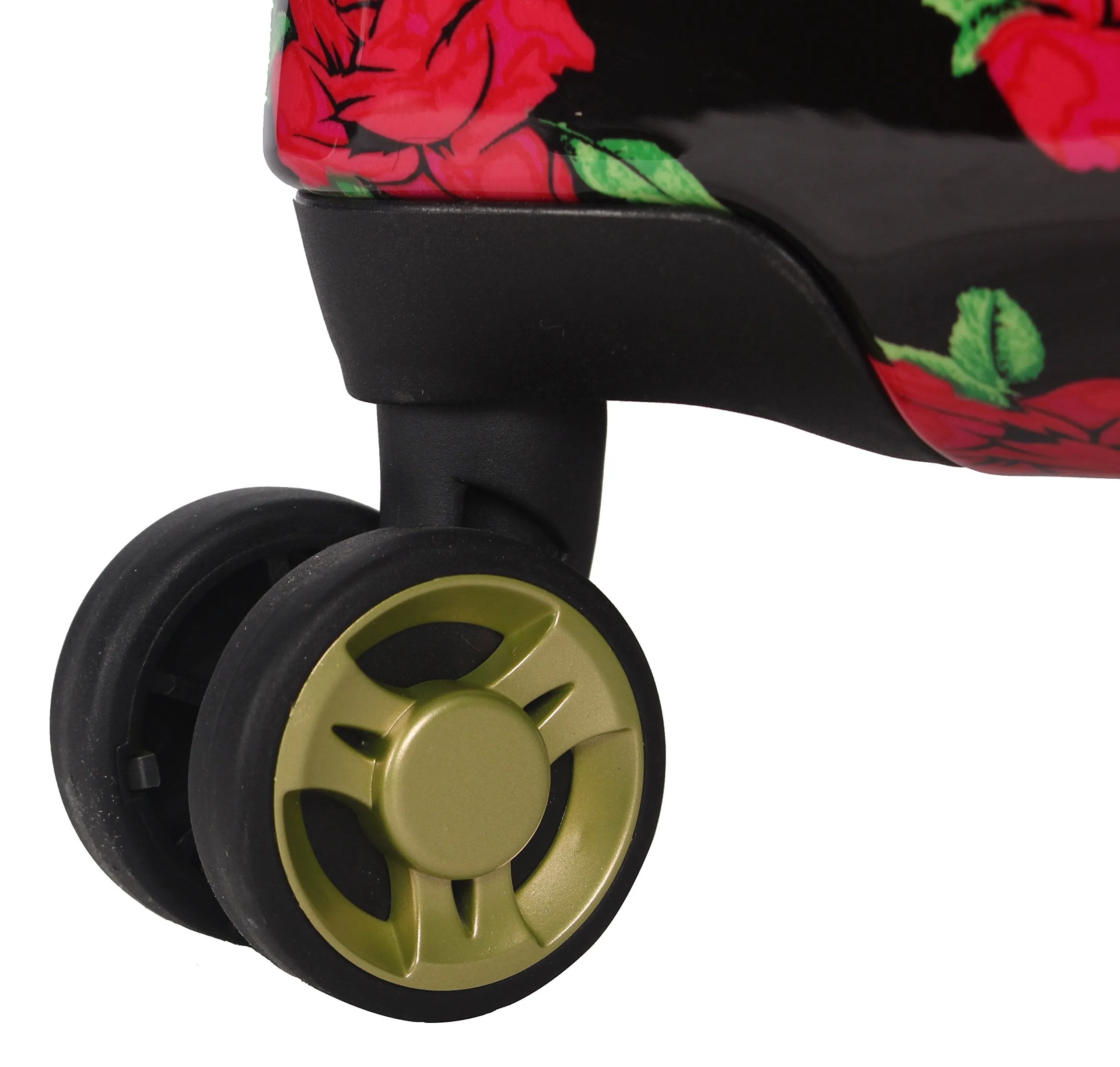 Betsey Johnson Designer Luggage Collection - Expandable 3 Piece Hardside Lightweight Spinner Suitcase Set - Travel Set includes 20-Inch Carry On, 26 inch and 30-Inch Checked Suitcase (Covered Roses)