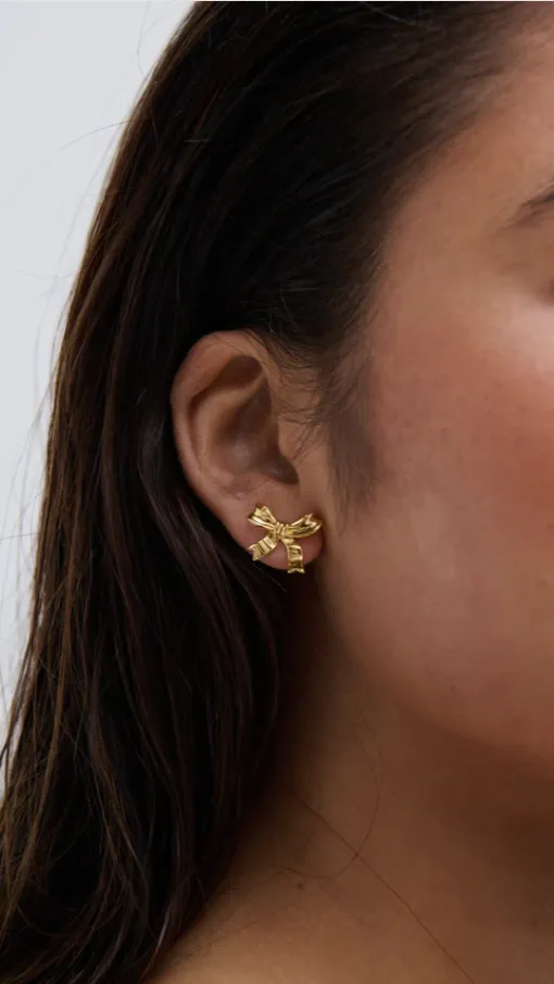 Bow Stud 18K Gold Plated Earrings - Gold