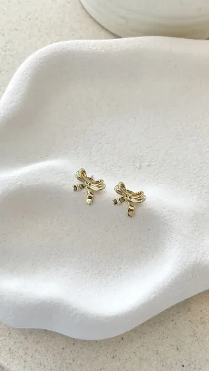 Bow Stud 18K Gold Plated Earrings - Gold