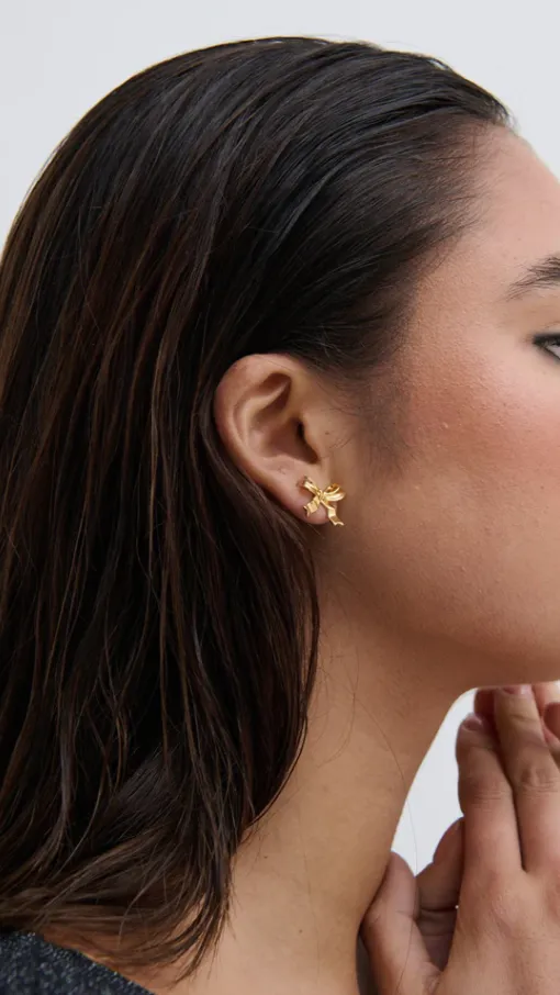 Bow Stud 18K Gold Plated Earrings - Gold