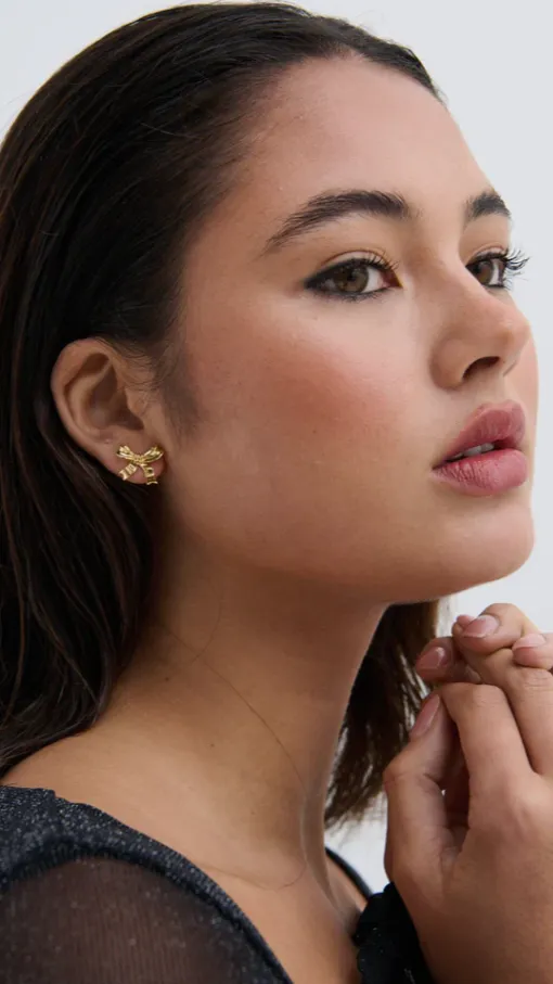 Bow Stud 18K Gold Plated Earrings - Gold