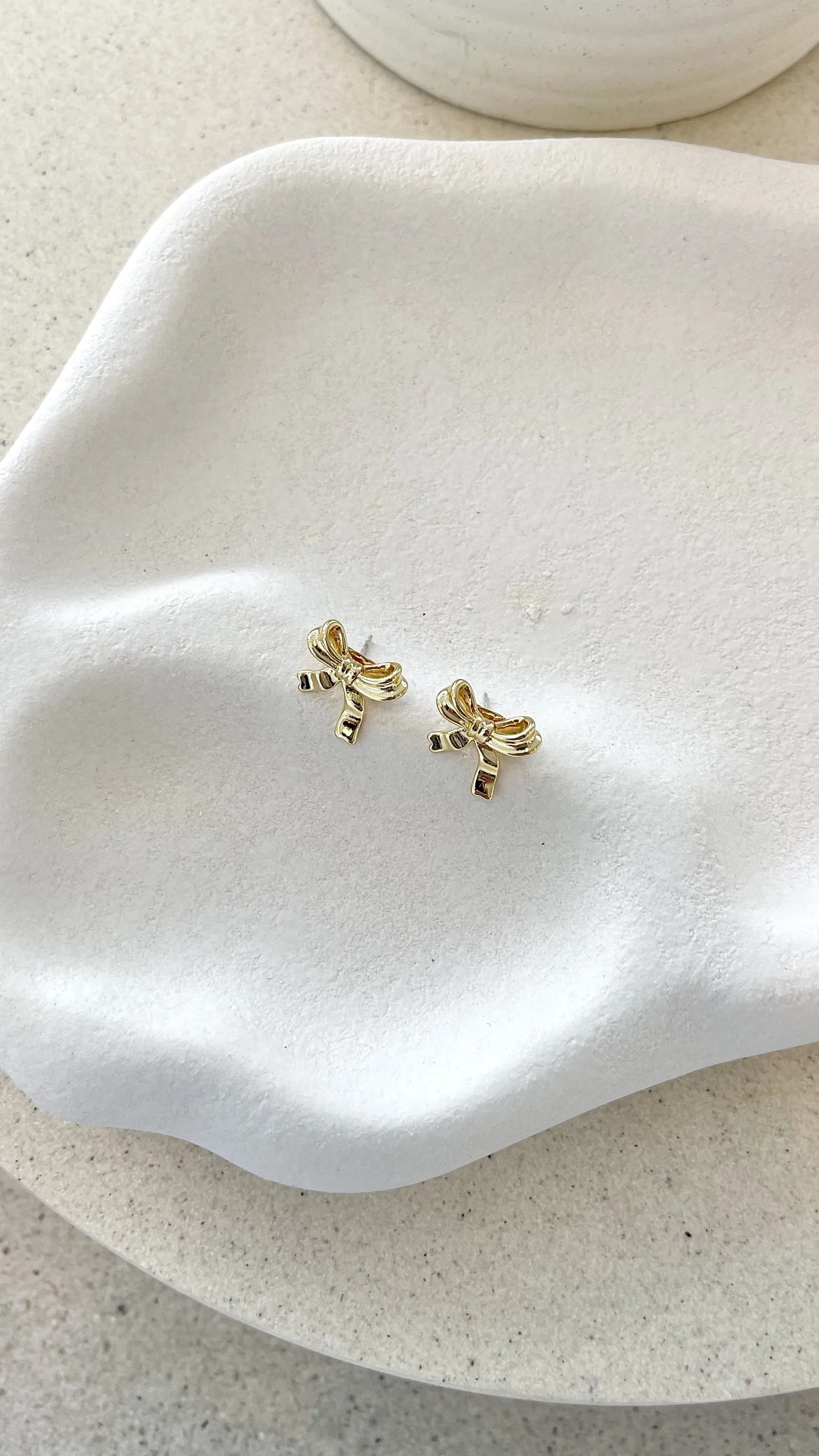 Bow Stud 18K Gold Plated Earrings - Gold