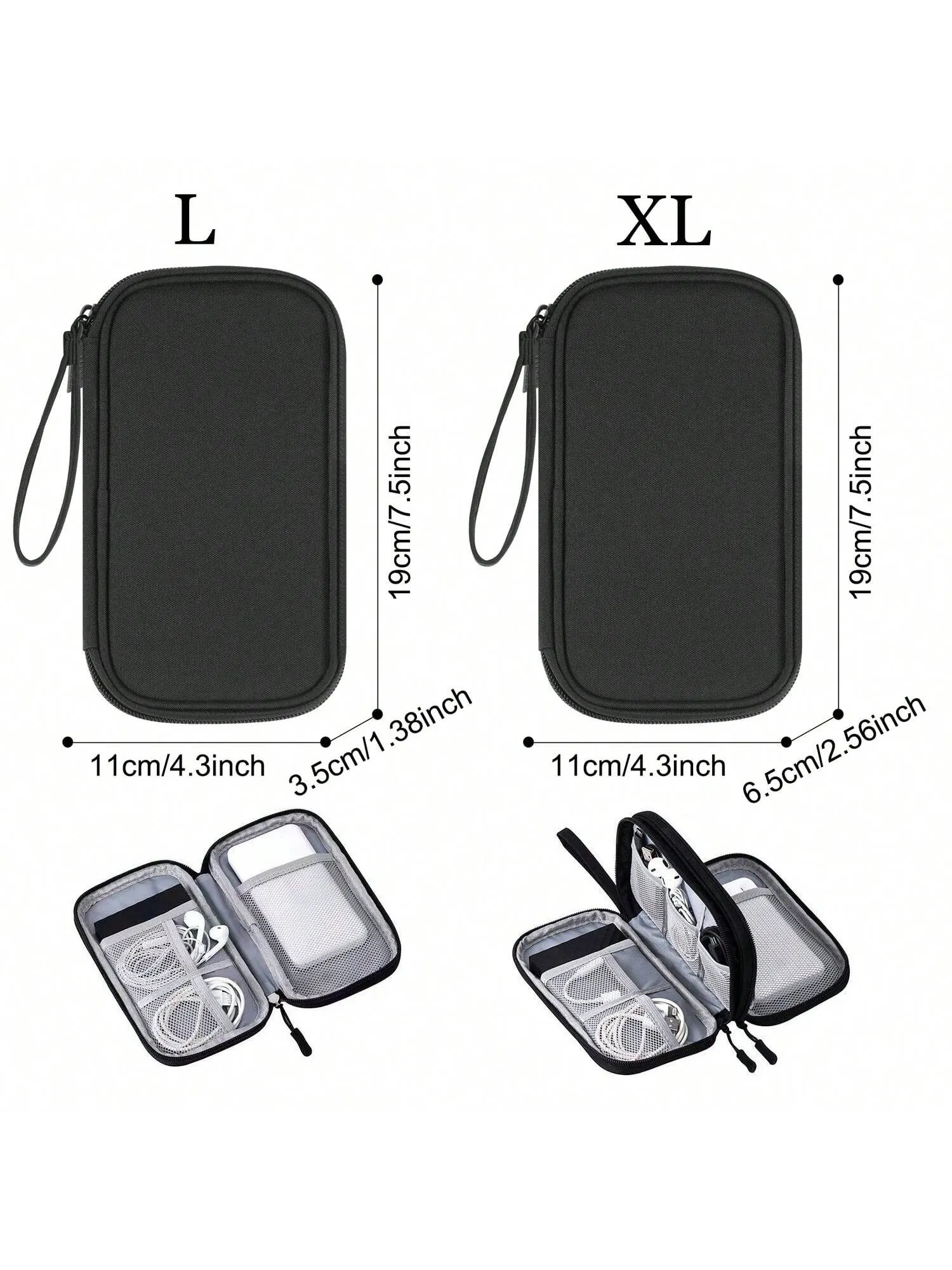 Cable bag|Black Pouch Carry Case For Cord Cable Travel Cable