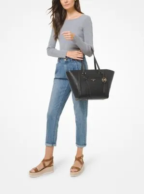 Carine Medium Pebbled Leather Tote Bag