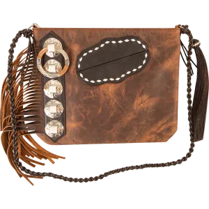 Cashel Leather Fringe Mini Hand Bag with White Buckstitch