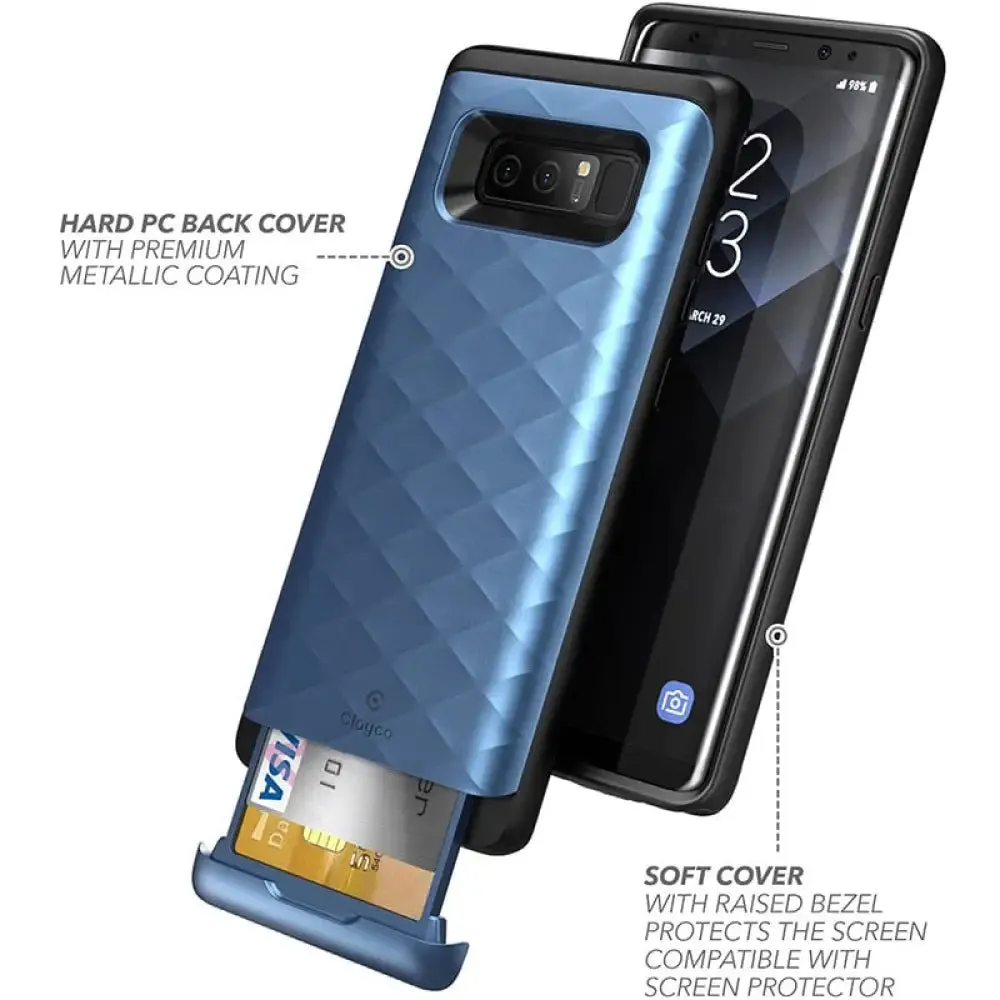 Clayco for Samsung Galaxy Note 8 Case Argos Premium Hybrid Protective Wallet Cover with Built-in Credit Card Id Card Slot