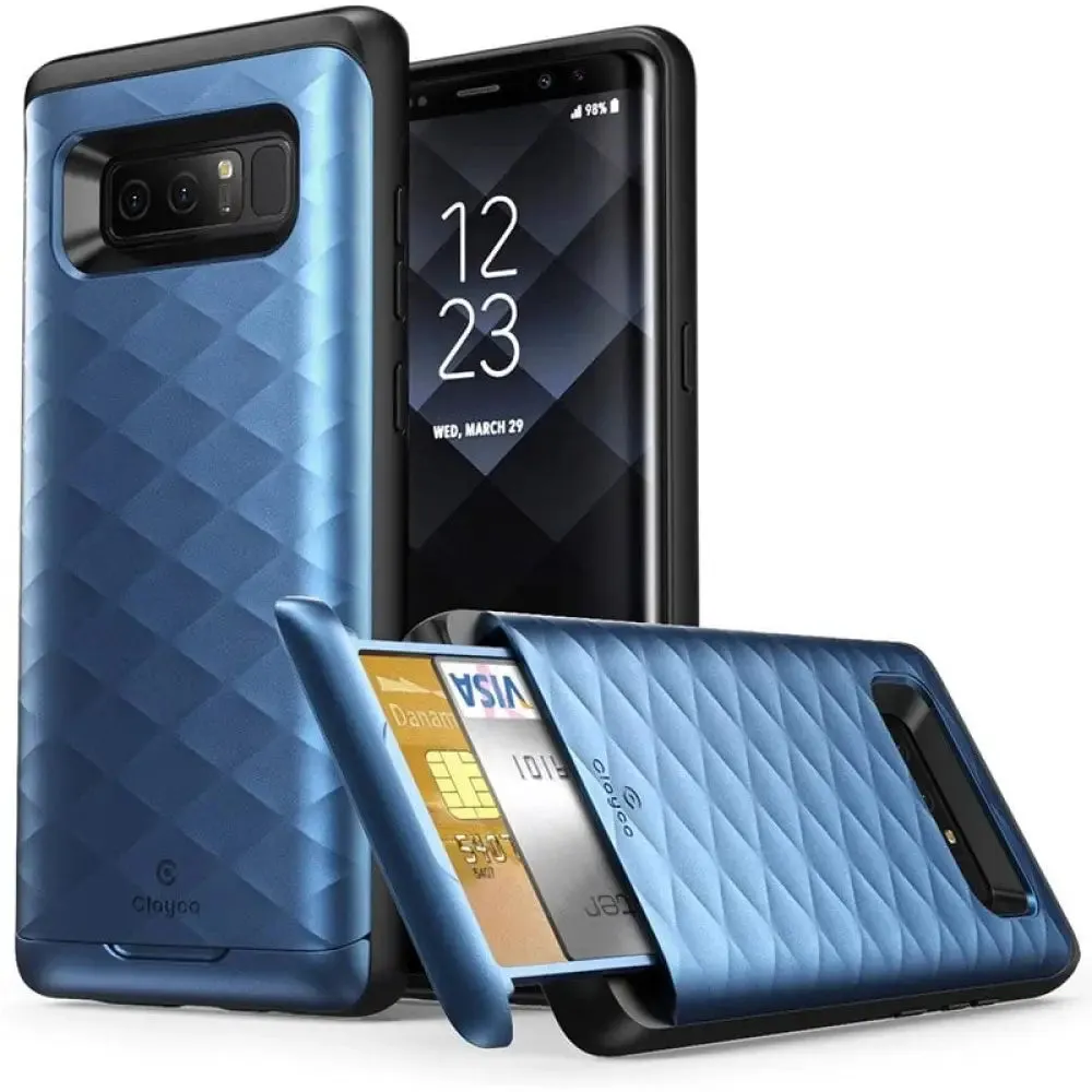 Clayco for Samsung Galaxy Note 8 Case Argos Premium Hybrid Protective Wallet Cover with Built-in Credit Card Id Card Slot