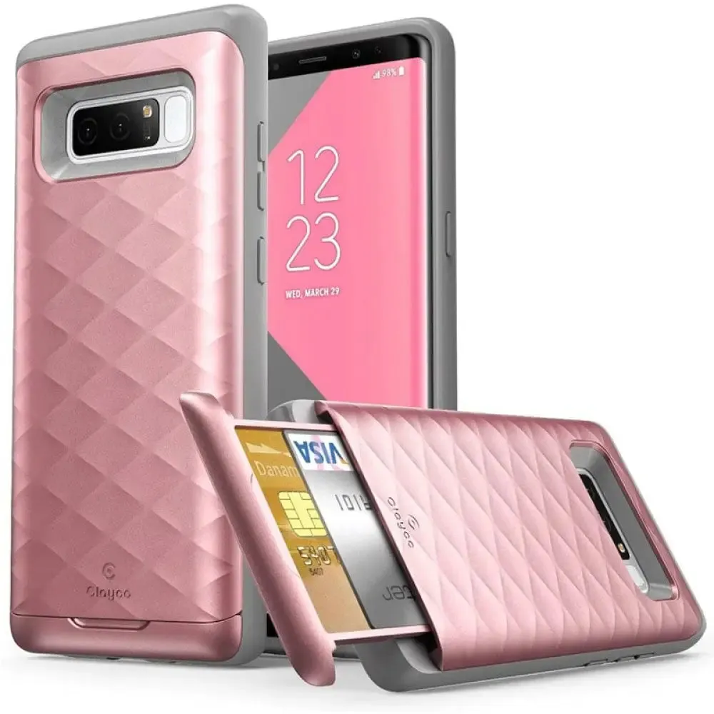 Clayco for Samsung Galaxy Note 8 Case Argos Premium Hybrid Protective Wallet Cover with Built-in Credit Card Id Card Slot