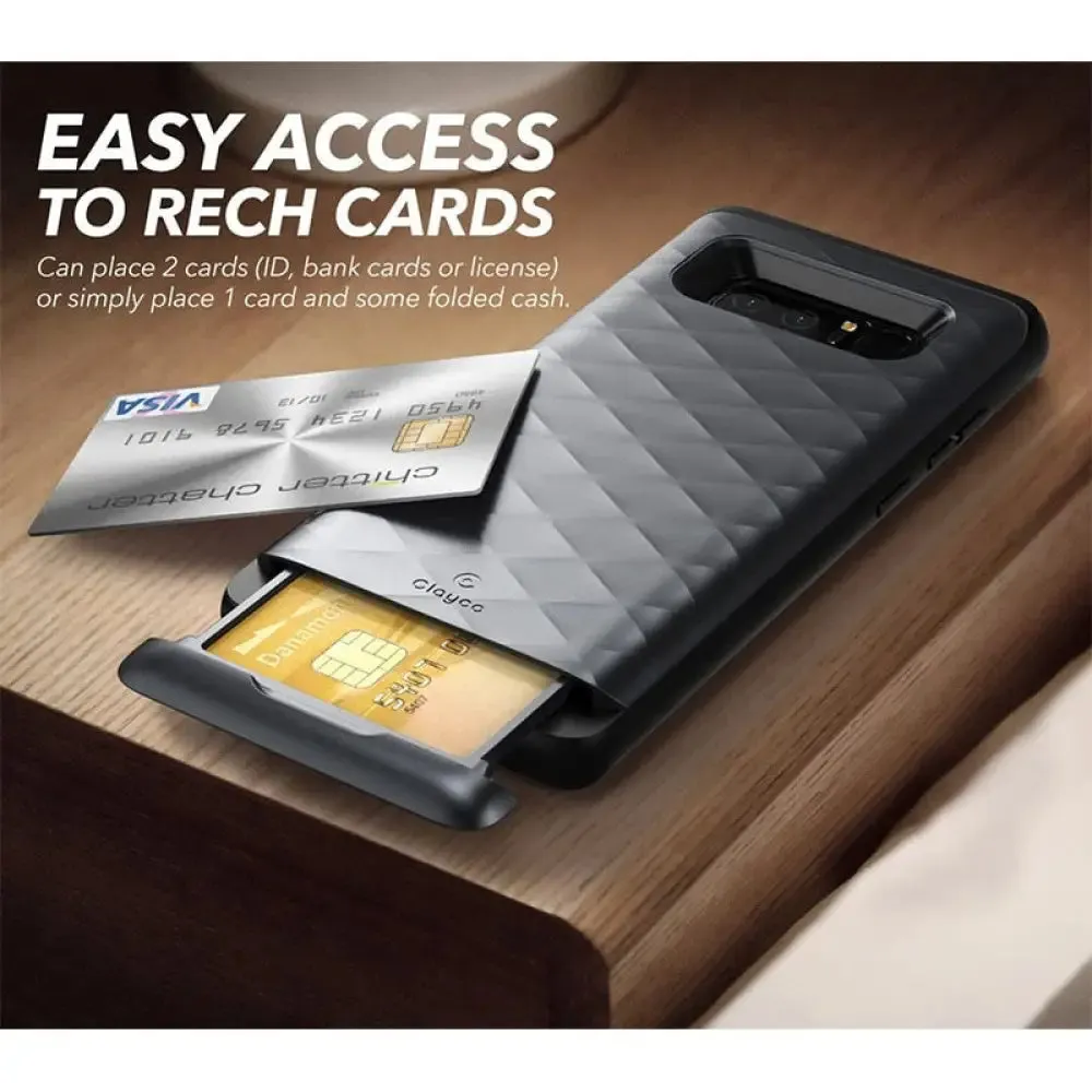 Clayco for Samsung Galaxy Note 8 Case Argos Premium Hybrid Protective Wallet Cover with Built-in Credit Card Id Card Slot