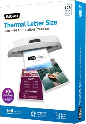Fellowes® Imagelast Premium UV Thermal Laminating Pouches, Letter Size, 5 Mil, 9" X 11-1/2", Clear, Pack of 125 Pouches