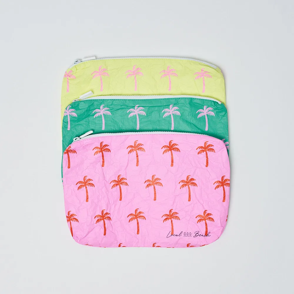 Green Neon Palms Water Resistant Tyvek Printed Pouch