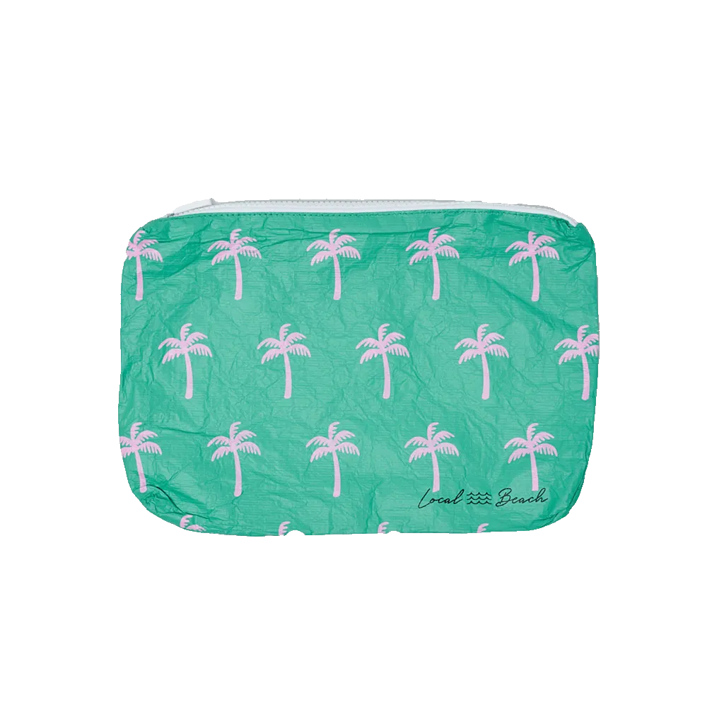 Green Neon Palms Water Resistant Tyvek Printed Pouch