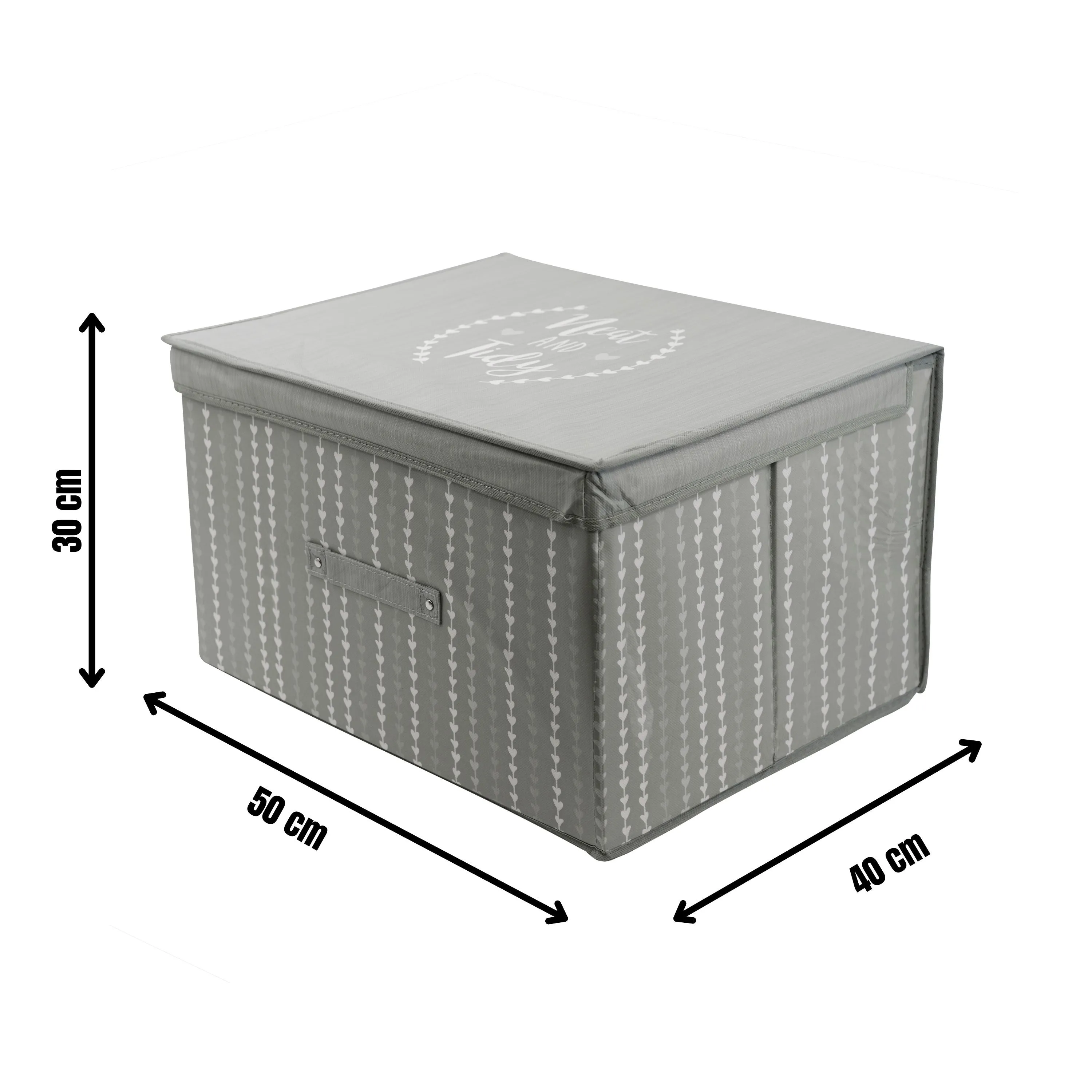 Grey Hearts Large Storage Box