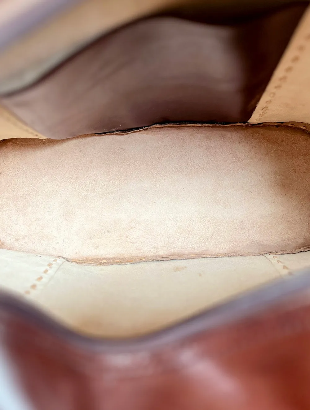 Handcrafted Jawaja Leather Tote with Stitched Detail