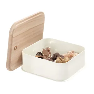 iDesign Eco BPA-Free Plastic Medium Lidded Storage Bin, Coconut/Wood