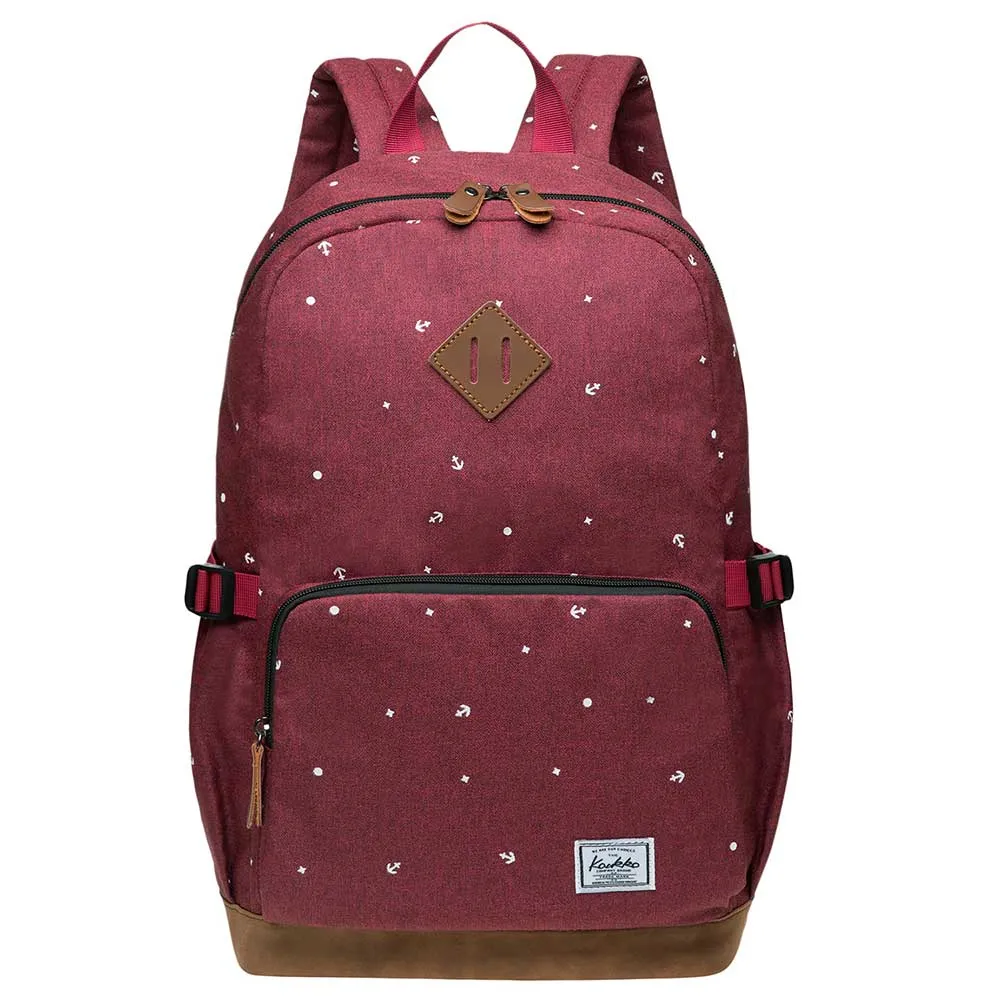 KAUKKO Elegant College School Backpack Women Daypacks, K1005-3 ( Red / 17L )
