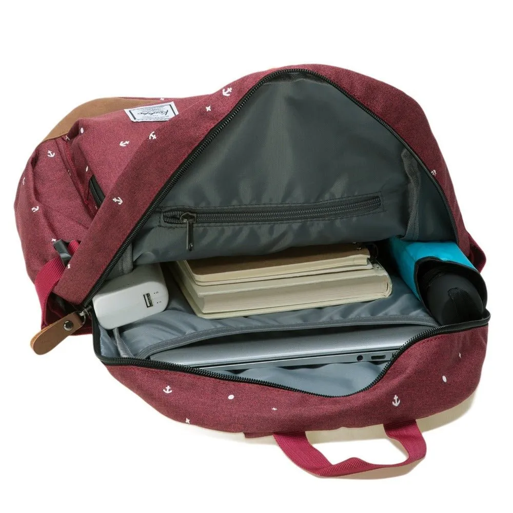 KAUKKO Elegant College School Backpack Women Daypacks, K1005-3 ( Red / 17L )