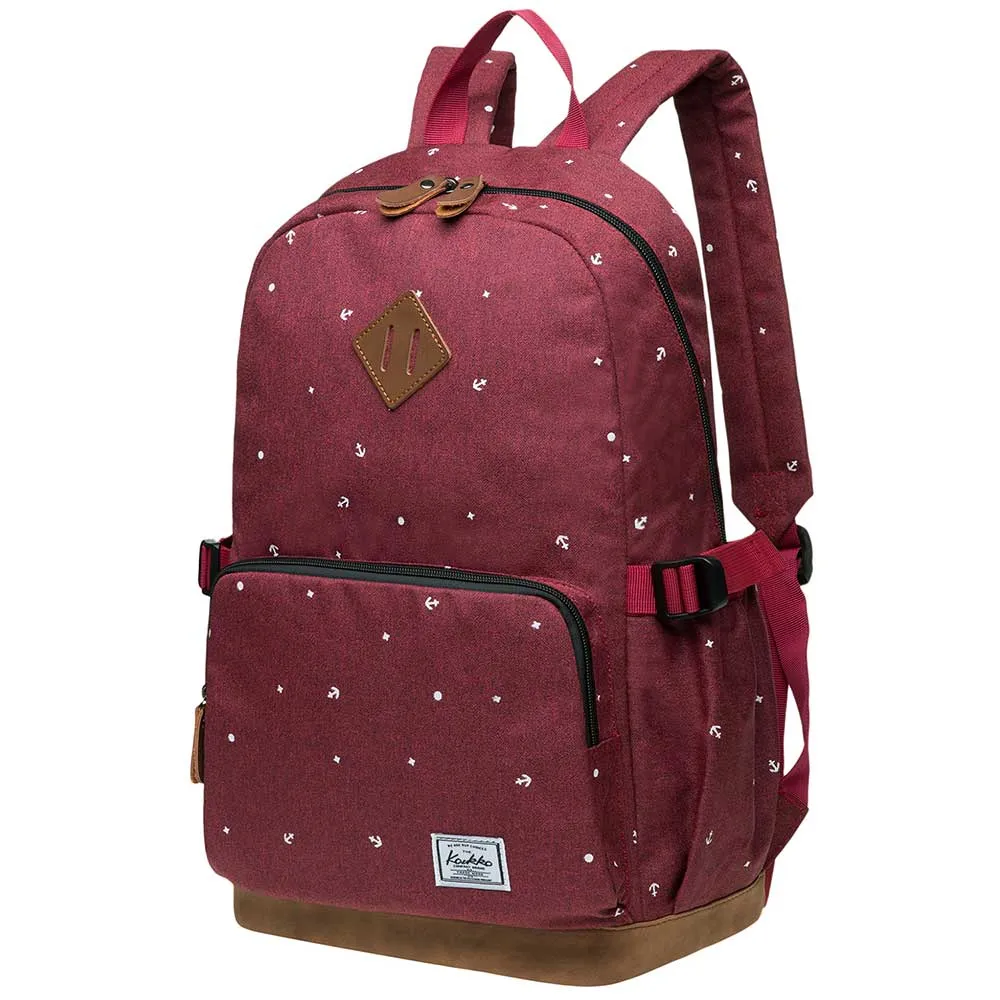 KAUKKO Elegant College School Backpack Women Daypacks, K1005-3 ( Red / 17L )