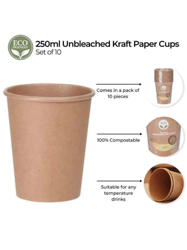 Kraft Paper Cups - 30 Pieces - 250ml - Eco-Friendly