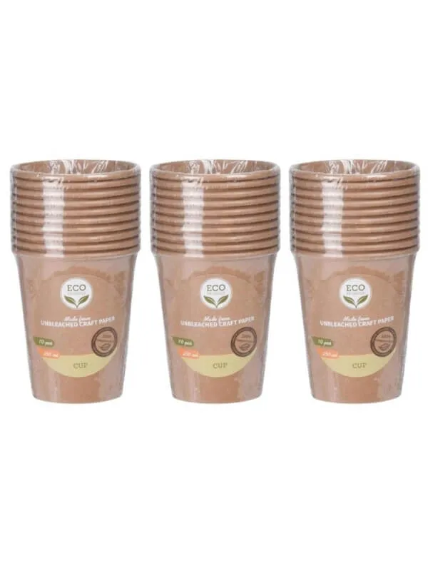 Kraft Paper Cups - 30 Pieces - 250ml - Eco-Friendly