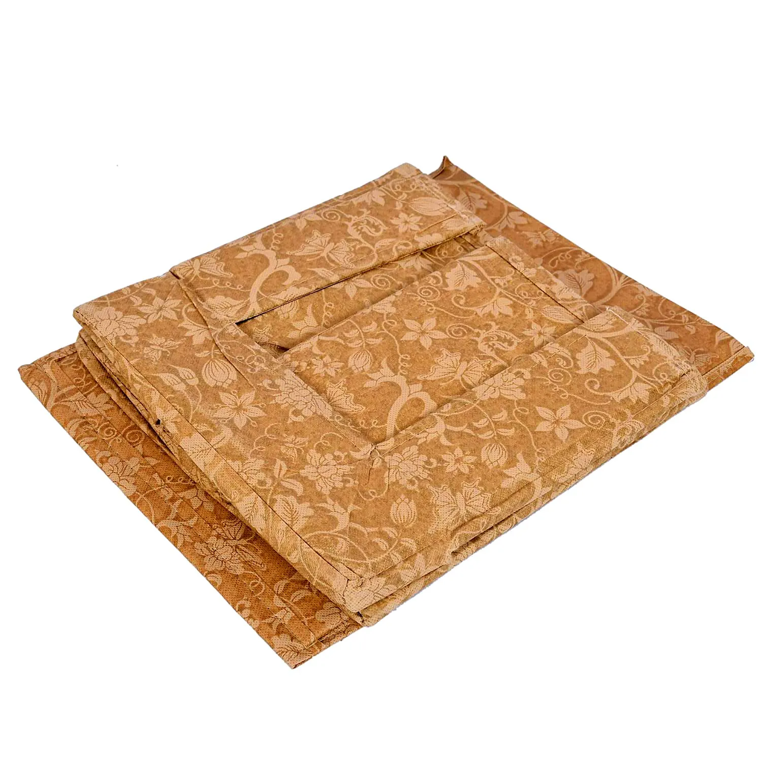Kuber Industries Metallic Flower Printed Non-Woven Foldable Shirt Stacker Closet Organizer With Handles (Brown)-HS43KUBMART26436