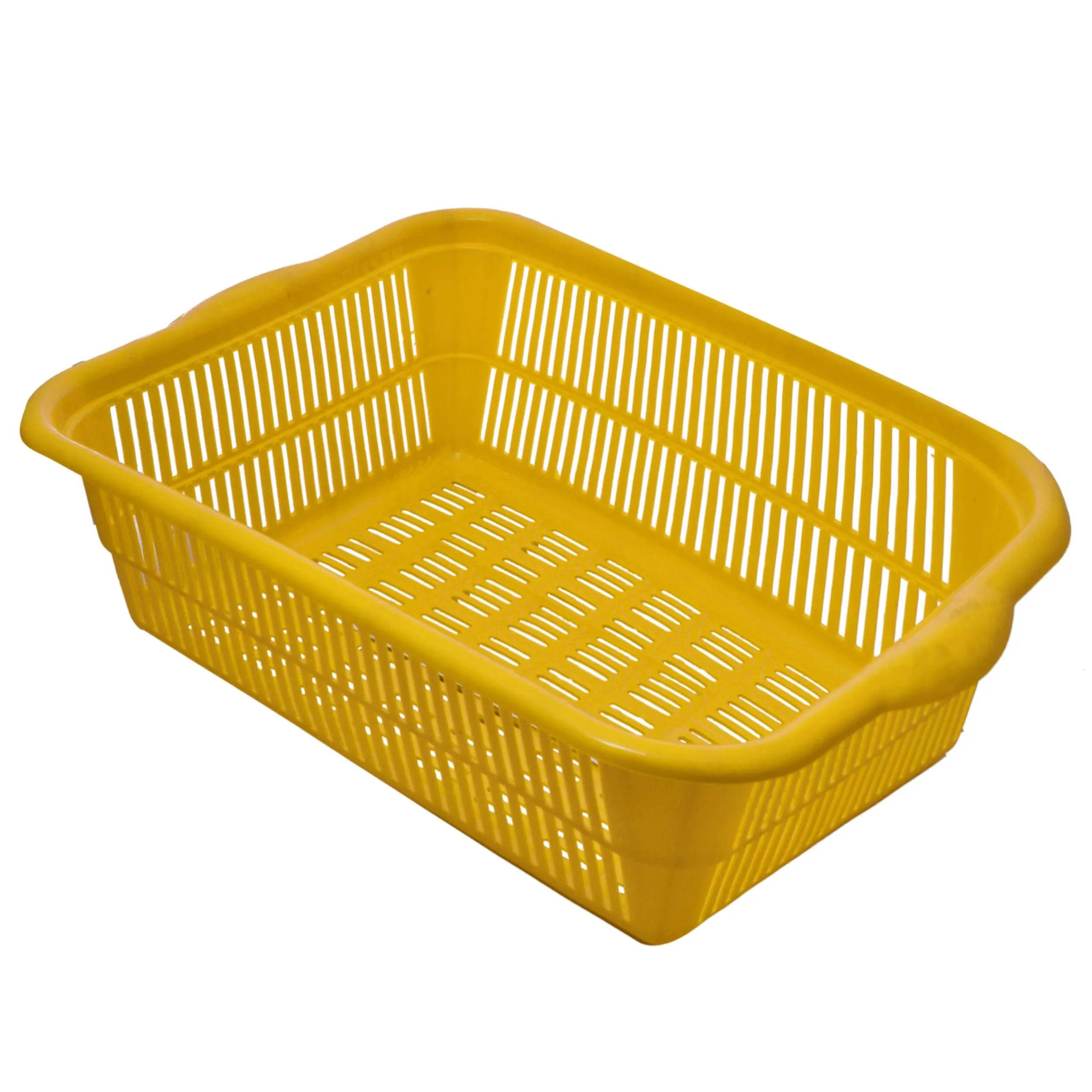 Kuber Industries Plastic Kitchen Small Size Vegetables and Fruits Washing Basket Dish Rack Multipurpose Organizers (Yellow)-KUBERMART586